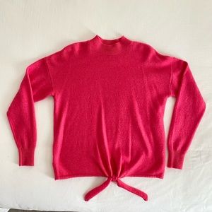 LOFT pink tie front sweater
